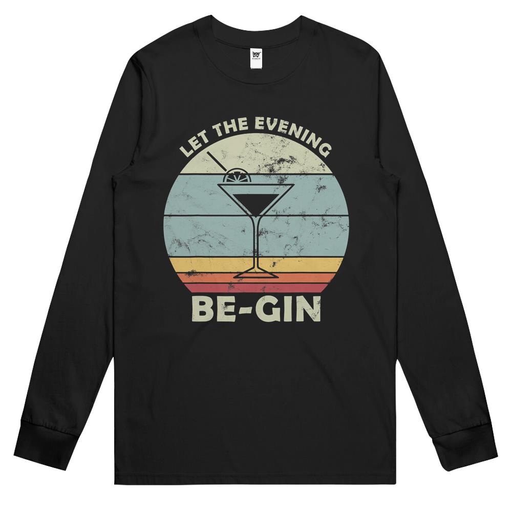 Vintage Let The Evening Be-Gin With Gin And Tonic Retro Long Sleeve T Shirts