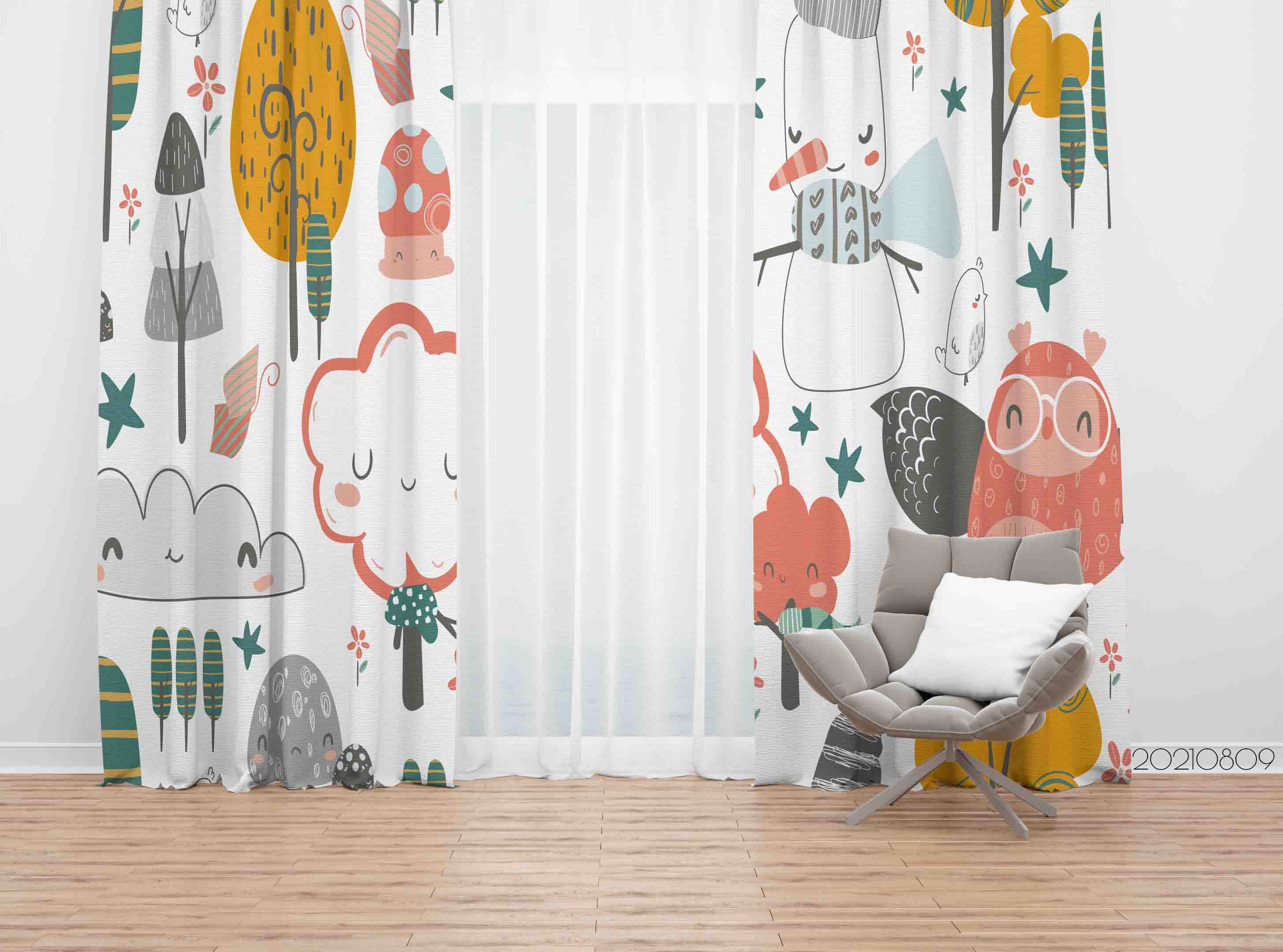 3D Cartoon Forest Cloud Animal Curtains And Drapes Lqh 72