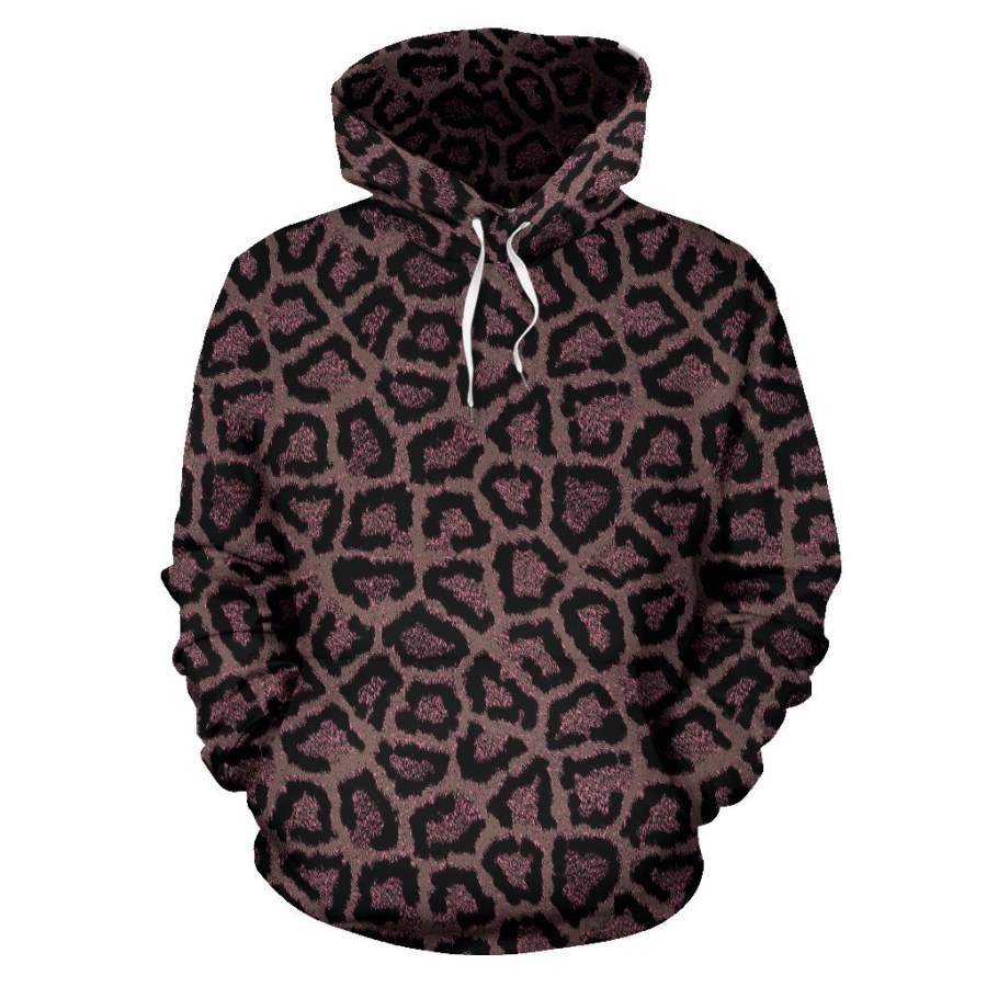 Brown Cheetah Leopard Pattern Print Women Men All Over Graphic Hoodie