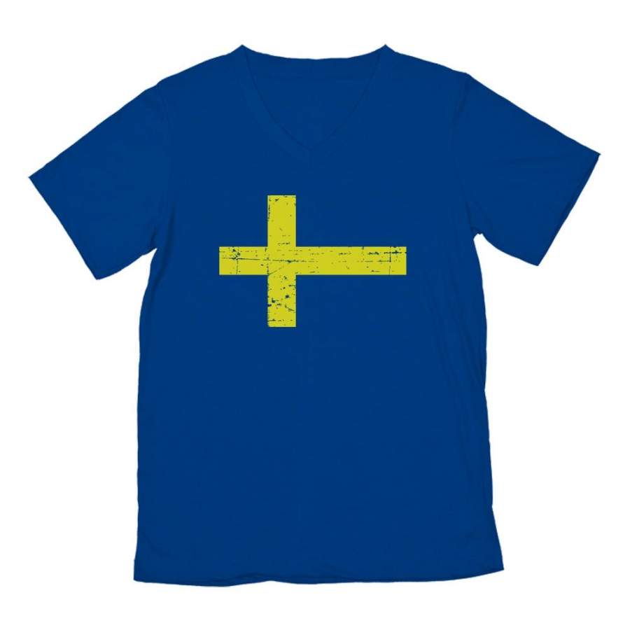 Vintage Sweden Flag V-Neck T-Shirt