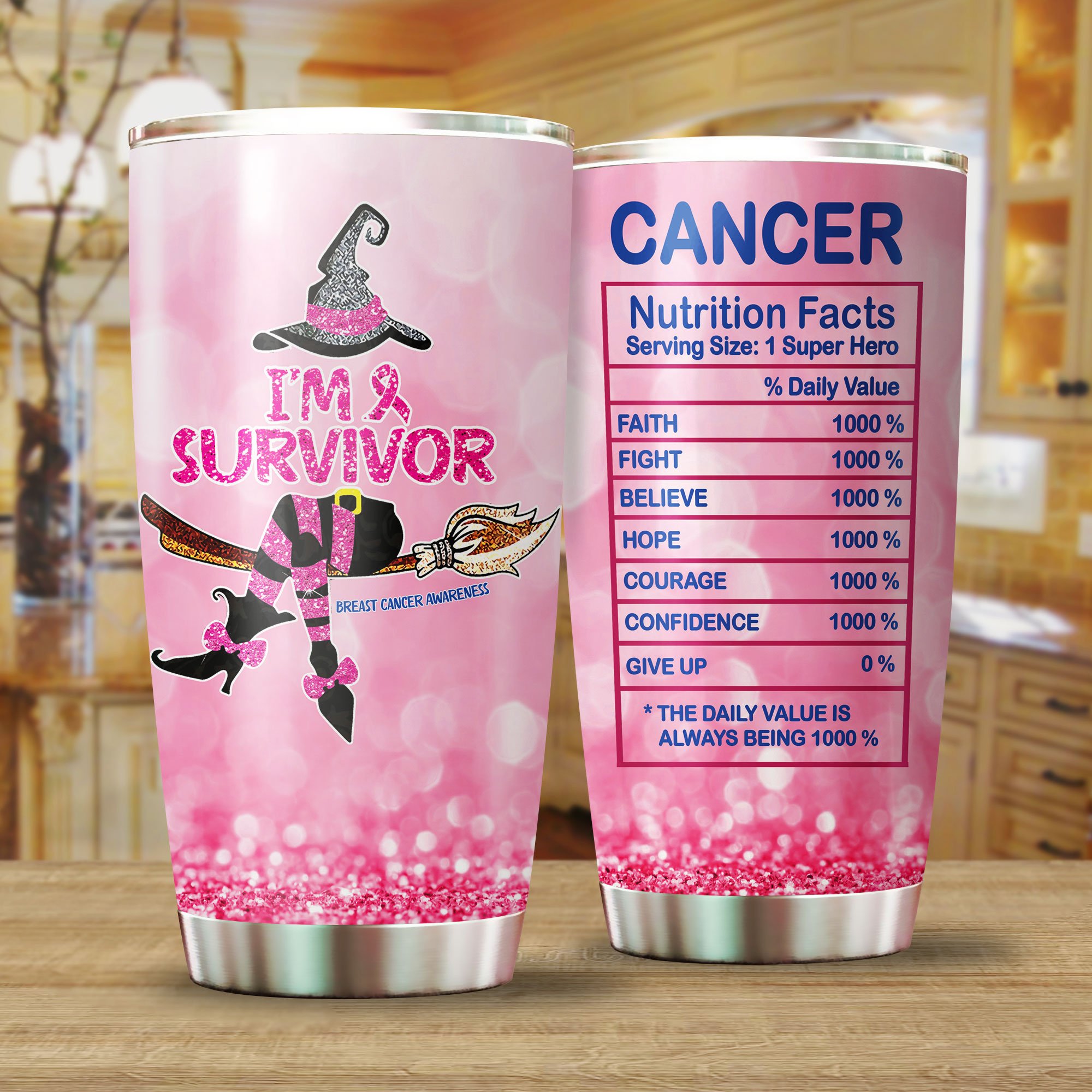 Breast Cancer Halloween Stainless Steel Tumbler
