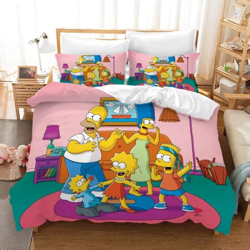 Anime The Simpsons Homer J Simpson 8 Duvet Cover Pillowcase Home Decor 3D Bedding Set