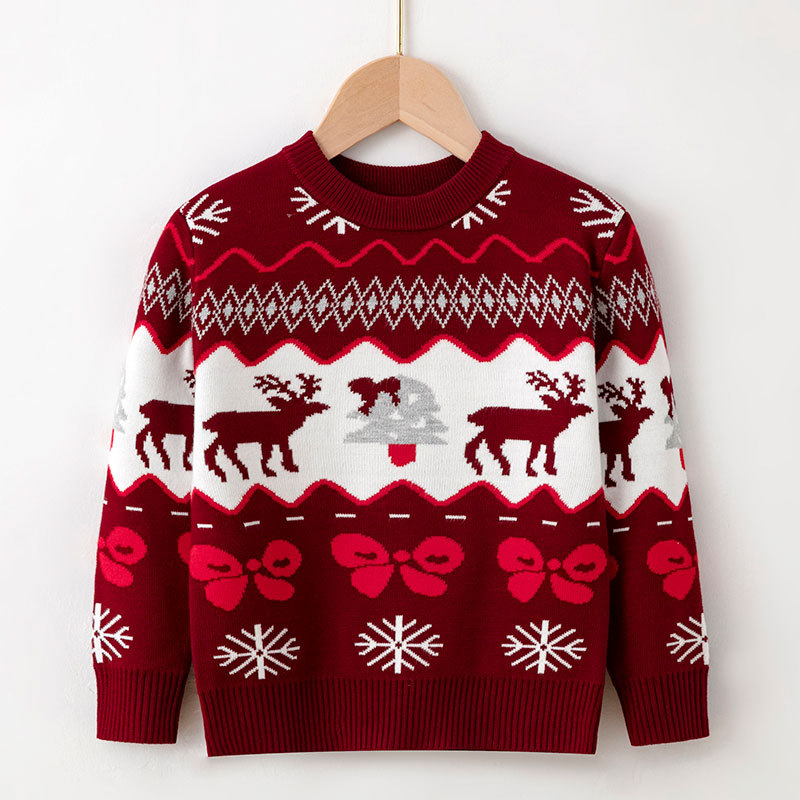 Children’s Christmas Sweater 2-6T Boy Deer Sweater Girls Autumn Winter Wool Warm Top Baby Bottoming Pullover Sweater alx