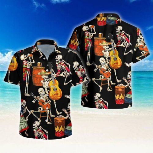 Skeleton Guitar Hawaii Shirt Unisex Adult Ha94021