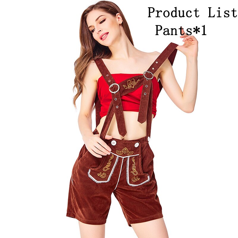 2022 New Bavarian Lederhosen Oktoberfest Costume Beer Maid Waiter Cosplay Halloween Fancy Party Dress alx