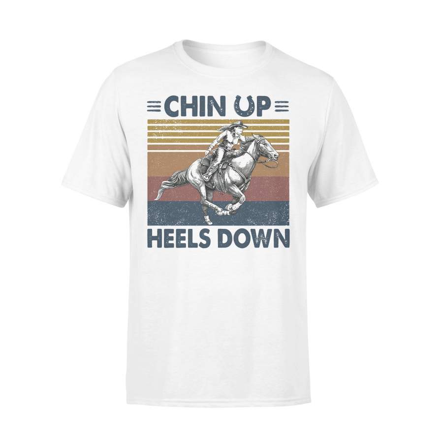 Chin Up Heels Down Horses Equestrian Vintage Retro T-shirt