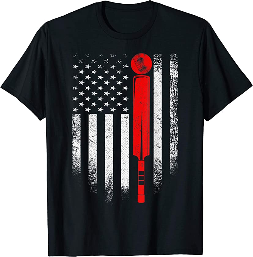 Vintage USA Cricket American Flag Cricketer Patriotic Funny T-Shirt