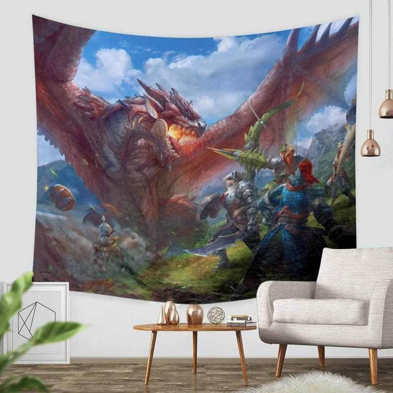 3D Custom Monster Hunter Tapestry Throw Wall Hanging Bedspread