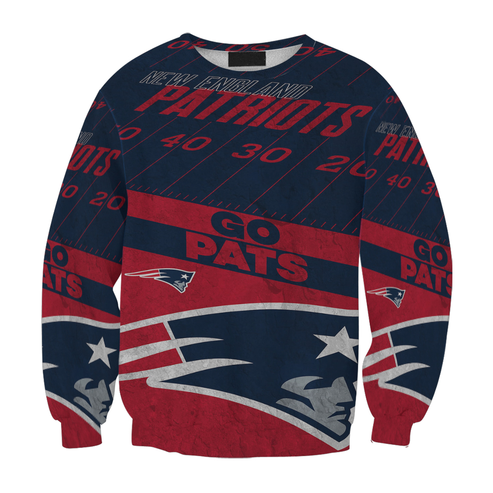 New England Patriots Go Pat Blue Red Gift For Fan 3D Full Printing Sweatshirt