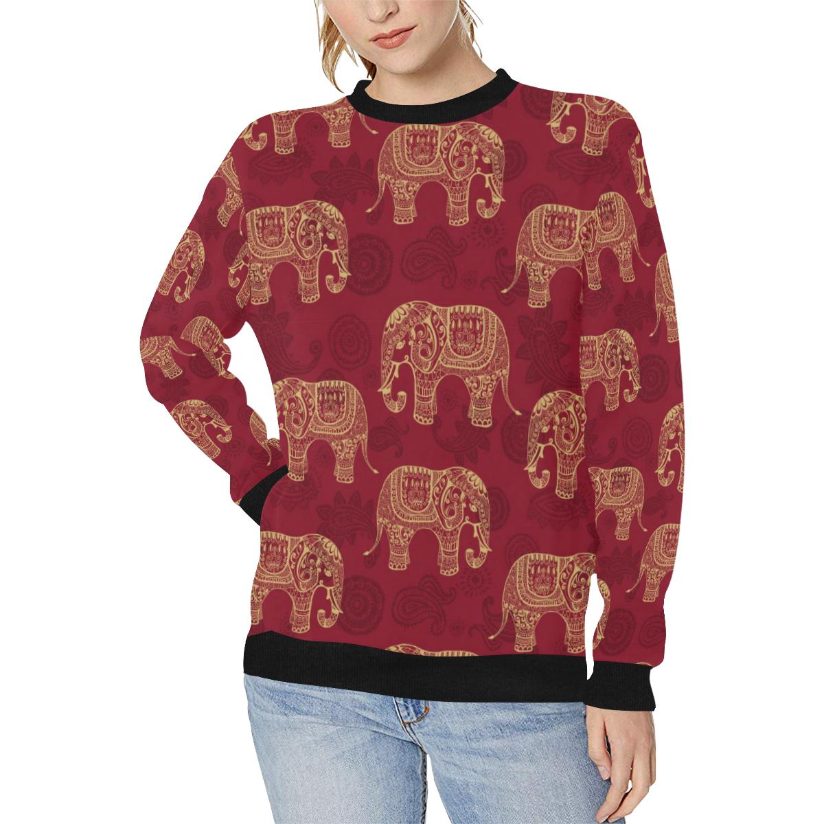 Elephant Tribal Pattern Women’s Crew Neck Sweatshirt