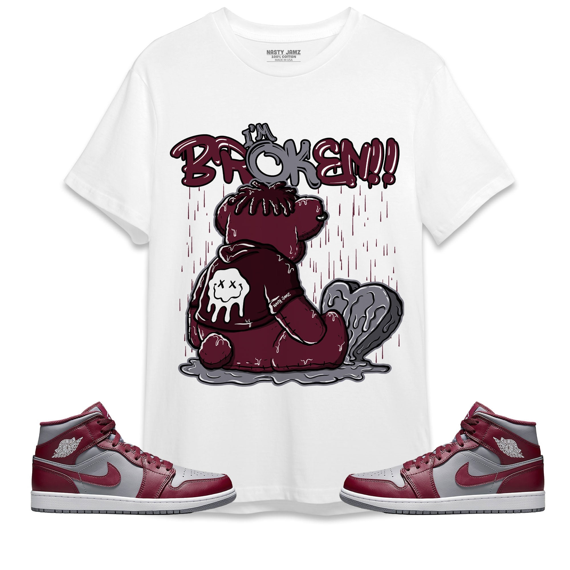 Im Broken Unisex Shirt Match Jordan 1 Mid Cherrywood Team Red