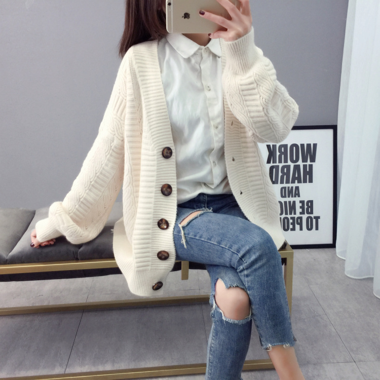 Cashmere Cotton Blend Cardigan Women Clothes 2022 Autumn Winter V-Neck Knitted Sweater Jacket Pull Femme Streetwear Casual Top alx