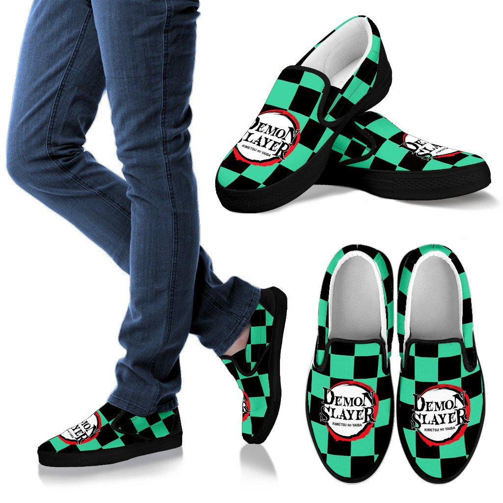 Demon Slayer Tanjiro Kamado Slip On Shoes Kimetsu No Yaiba Logo Design T12194