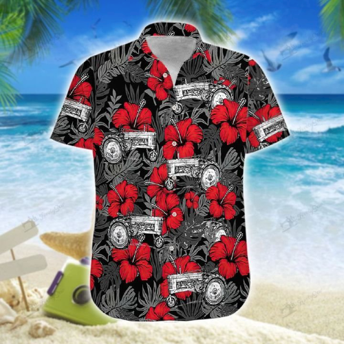 Tractor Red Hibiscus Hawaii Shirt Unisex Adult Ha32937