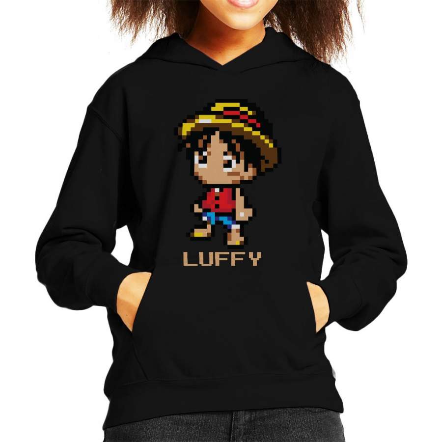 Monkey D Luffy Pixel Character One Piece Kid’s Hooded Sweatshirt