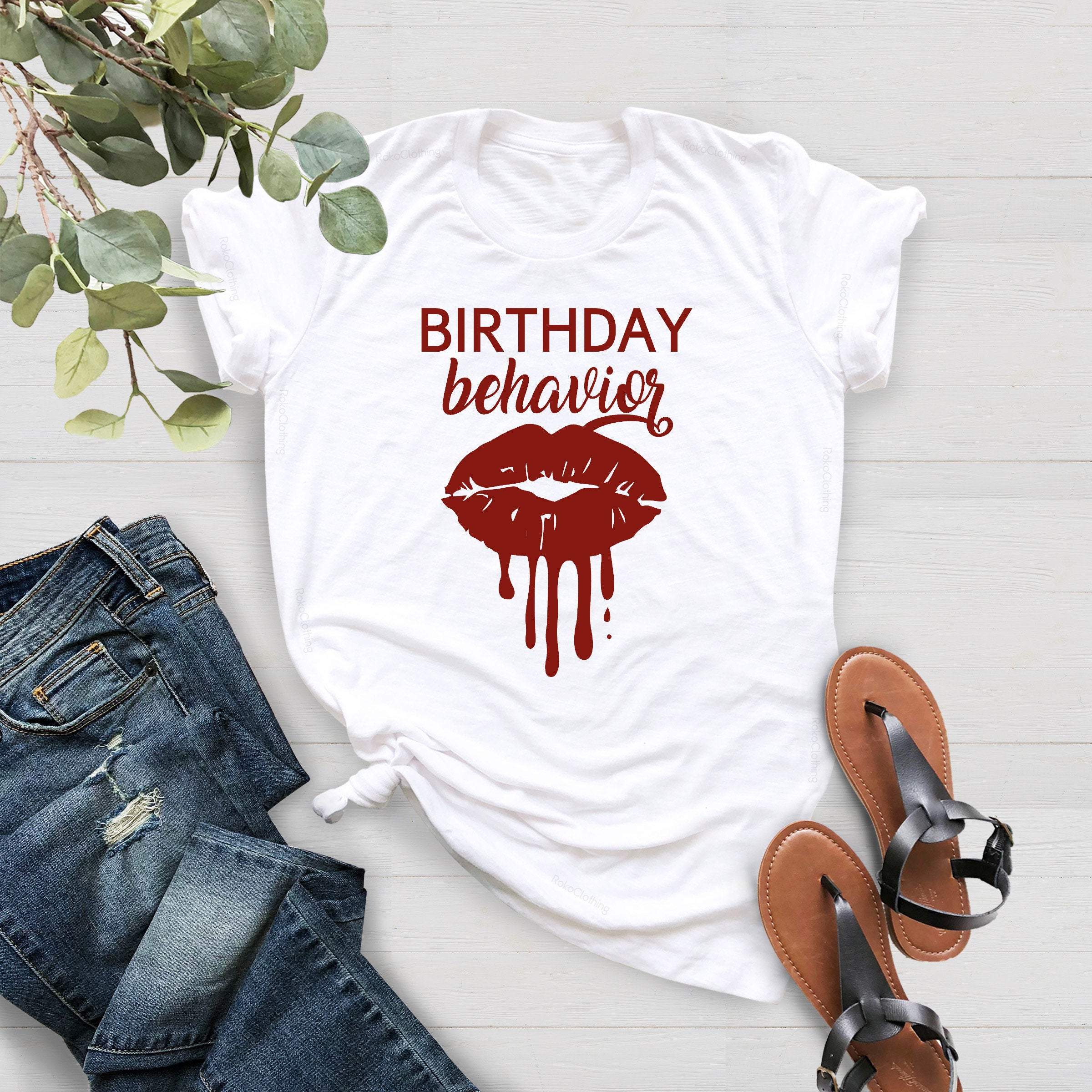 birthday behavior shirt with lips