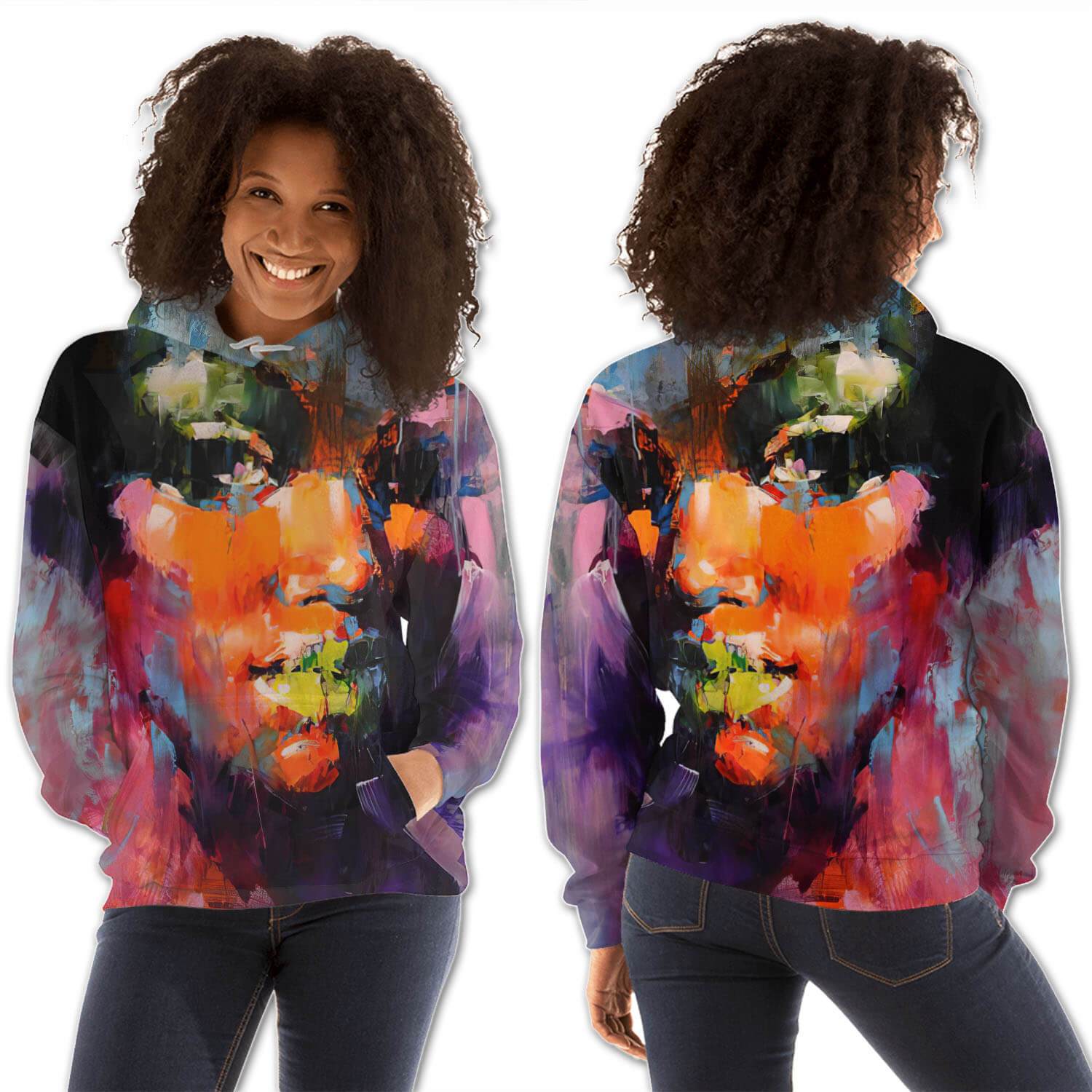 African American Hoodies Pretty Girl With Afro All Over Print Womens Hooded Sweatshirt African Fashion Styles BPS06145