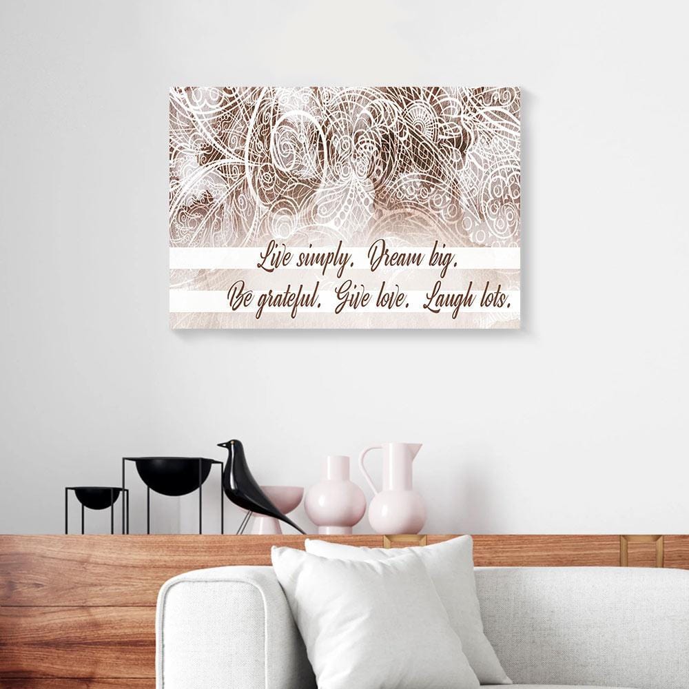 Canvas Art Prints Live Simply Dream Big Be Grateful Vintage Pattern Home Canvas Wall Art Home Decor