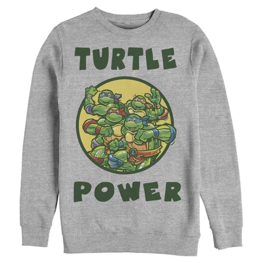 Turtle Power! Teenage Mutant Ninja Turtles Heather Grey Pullover Fleece ...