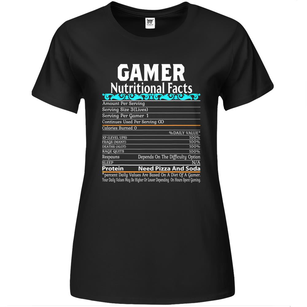 Nutritional Facts Shirt, Gamer Nutrition Facts Shirt, Legendary Gamer’S Life Tees Gamer Nutritional Facts Premium Womens T Shirts