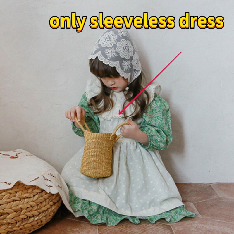 2022 Korean Style Spring Girl Dress Sleeveless Pink Beige Ruffles Baby Vest Princess Dresses Kid Sweet Cotton Clothes E805 alx