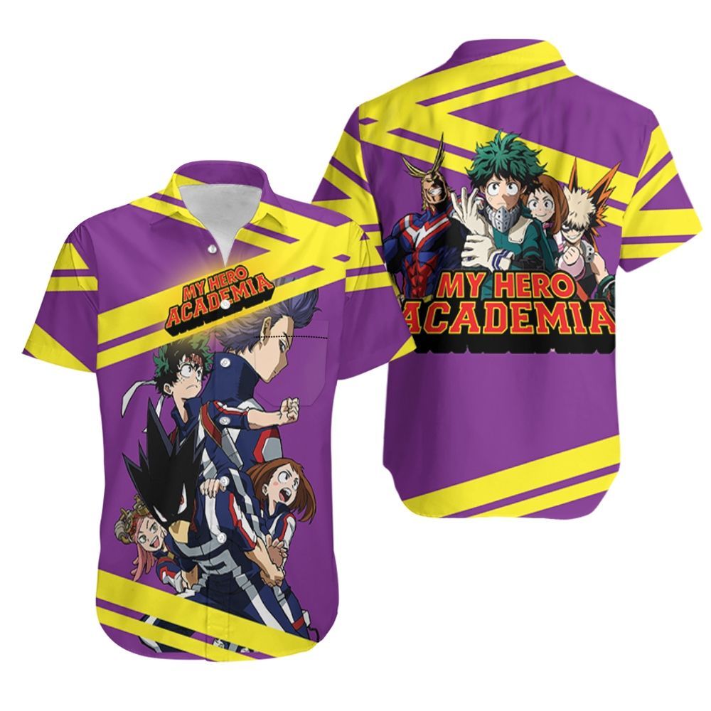 My Hero Academia Hawaiian Shirt Todoroki Shouto Midoriya Izuku Purple Aloha Ha48534