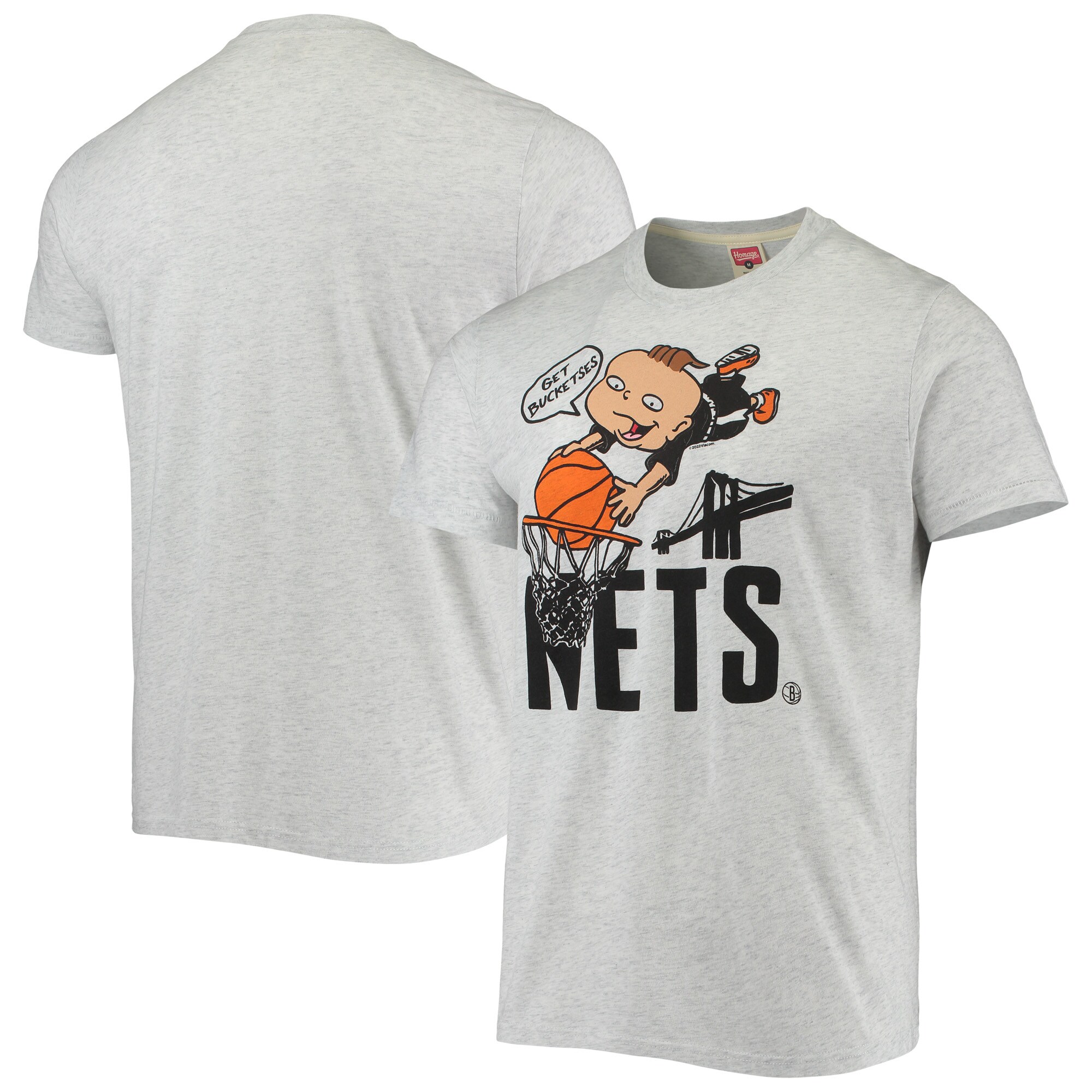 Brooklyn Nets Homage NBA X Rugrats Tri-blend T-shirt – Ash