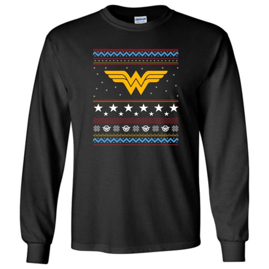 Ugly Christmas Wonder Woman Sweatshirt Hoodie Xmas Gift for Woman Ladies – Long Sleeve T-Shirt