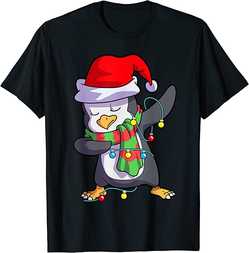 Christmas Dabbing Penguin Kids Girls Boys Matching Family T-Shirt