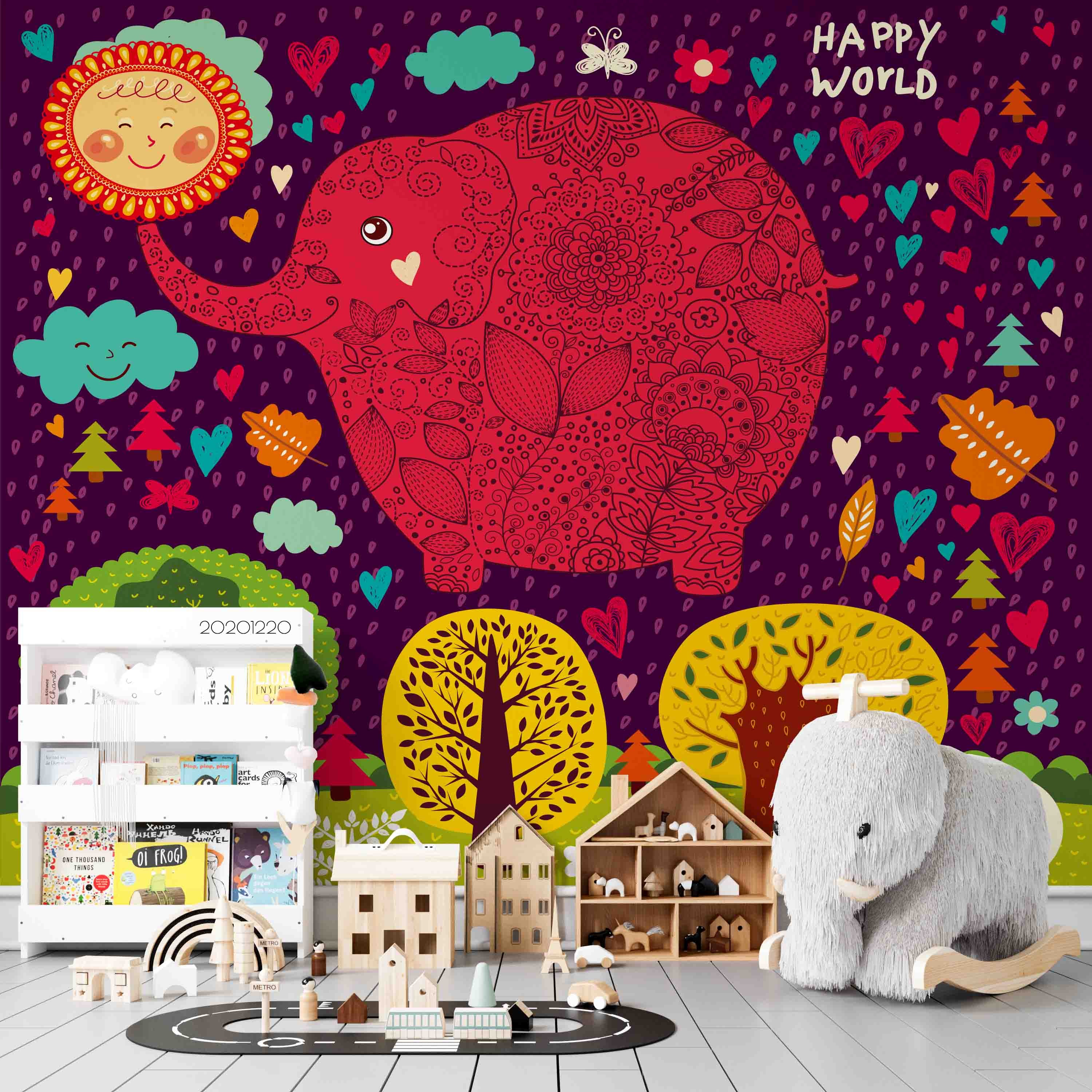 3D Hand Drawn Animal Elephant Wall Mural Wallpaper Lqh 147