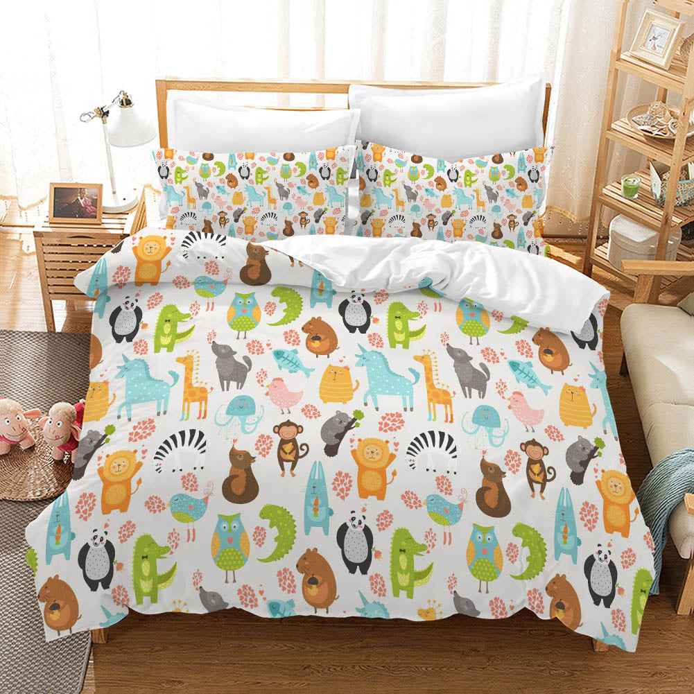 3D Cartoon Animals Quilt Cover Set Bedding Set Pillowcases 215