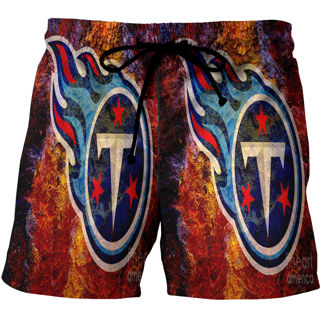 Tennessee Titans Emblem V19 3D All Over Print Summer Beach Hawaiian Short