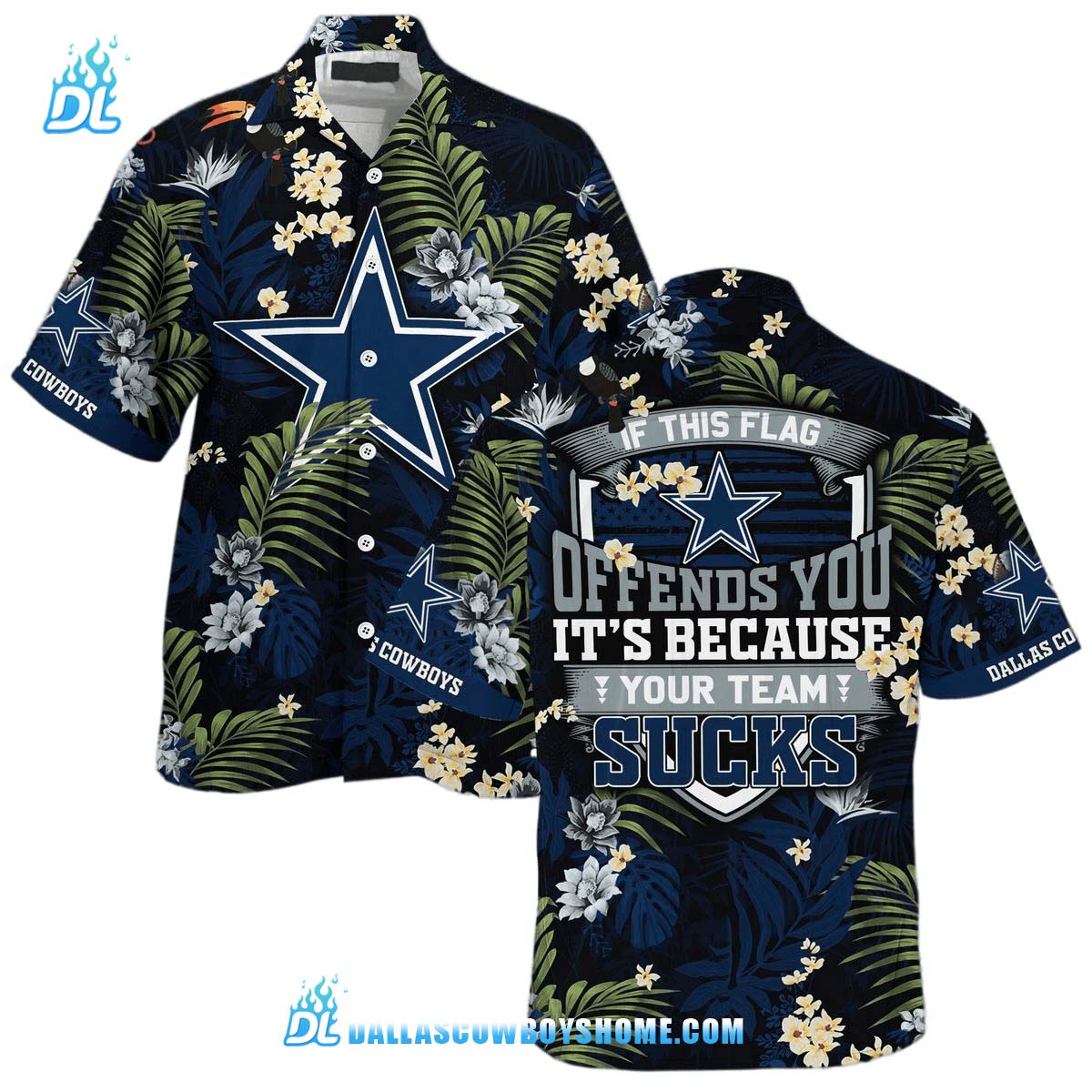 If This Flag Dallas Cowboys Tommy Bahama, Custom Dallas Cowboys Hawaiian Shirt For Lover, Nfl Dallas Cowboys Aloha Shirt