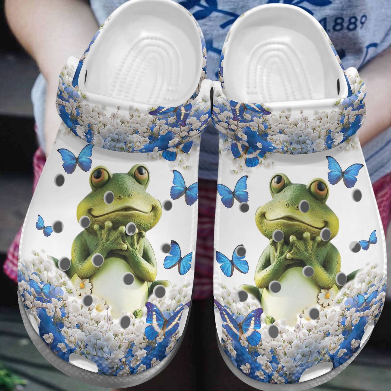 Frog Personalize Clog, Custom Name, Text, Fashion Style For Women, Men, Kid, Print 3D Whitesole Beautiful Frog