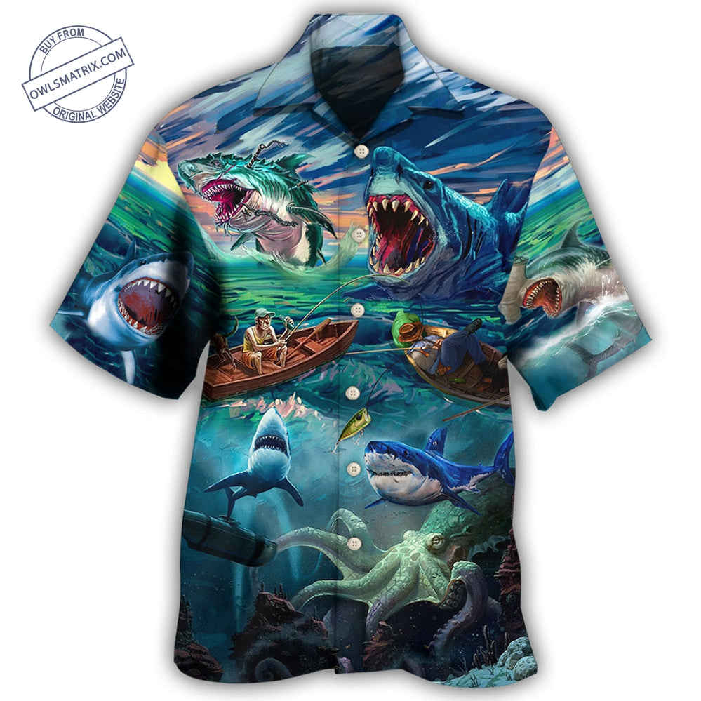 Fishing Shark Crazy Art Style Hawaii Shirt Ha66326