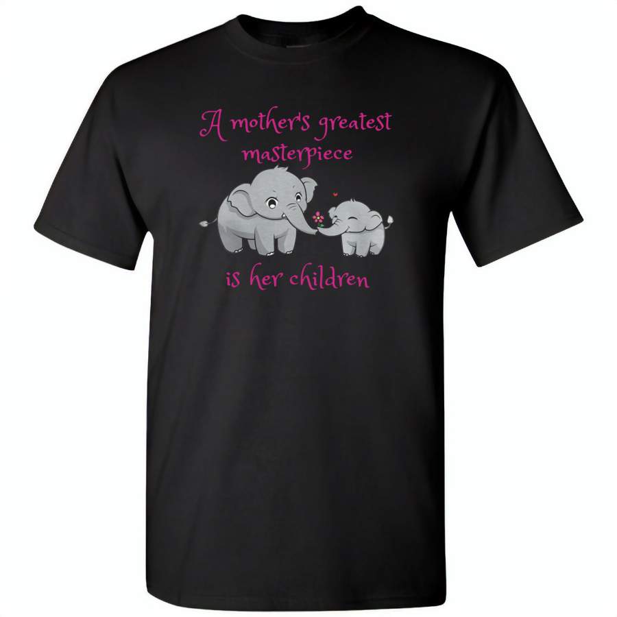 A mother’s greatest masterpiece in her children elephant mom and baby – Gildan Short Sleeve T-Shirt