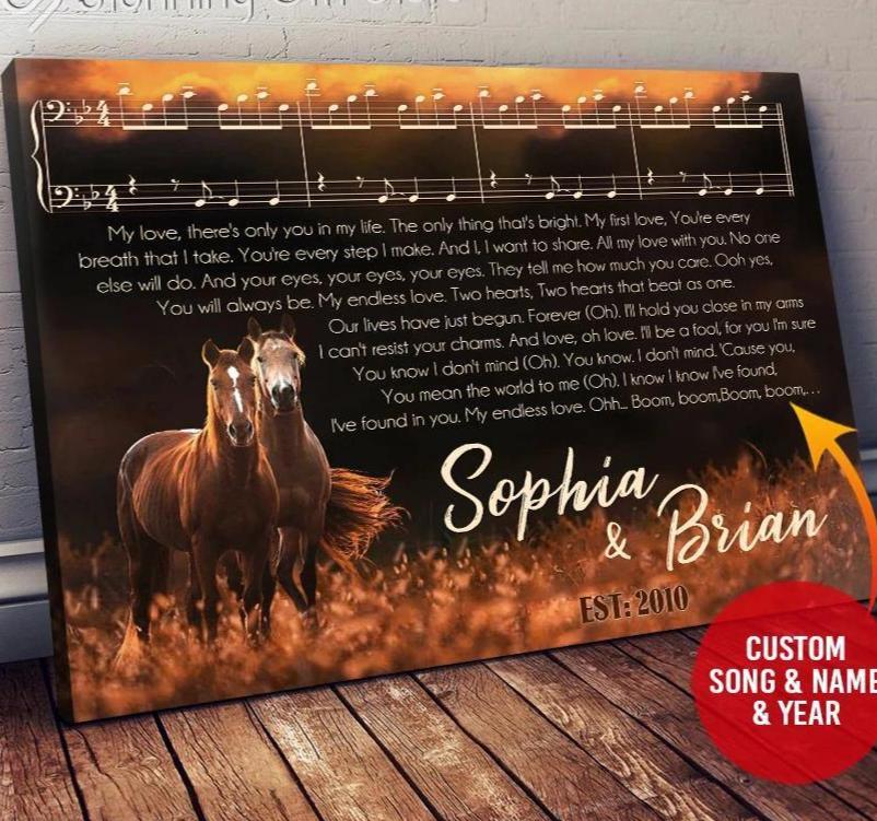Personalized Name Text – Canvas, Poster – And Music Song Lyrics Horse Wall Art