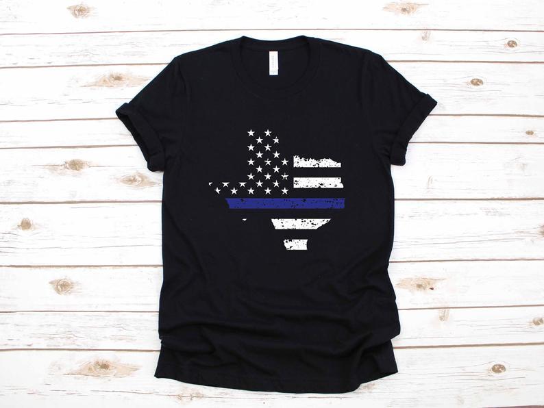 Dreameris Texas Police Shirt Gift Officer Texan Law Enforcement American Flag Usa Long Sleeve  Hoodie Sweatshirt Tank Top