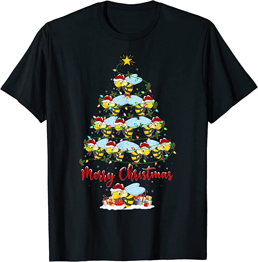 Wasp Christmas Tree Lights Funny Wasp Xmas T-Shirt