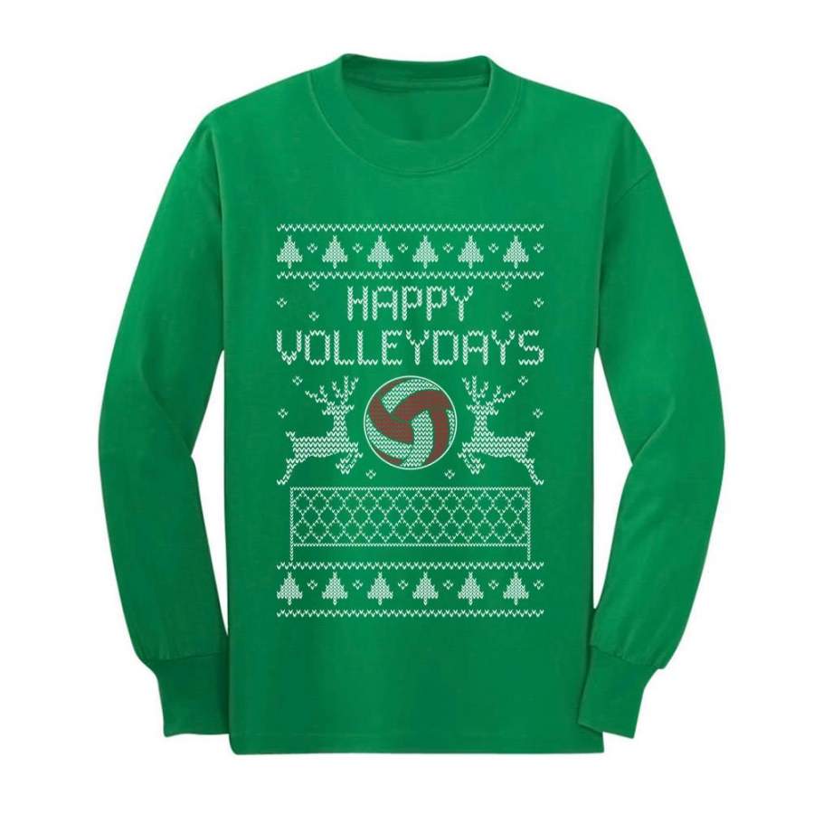 Ugly Christmas Volleyball – Fans / Player Holiday Youth Kids Long Sleeve T-Shirt