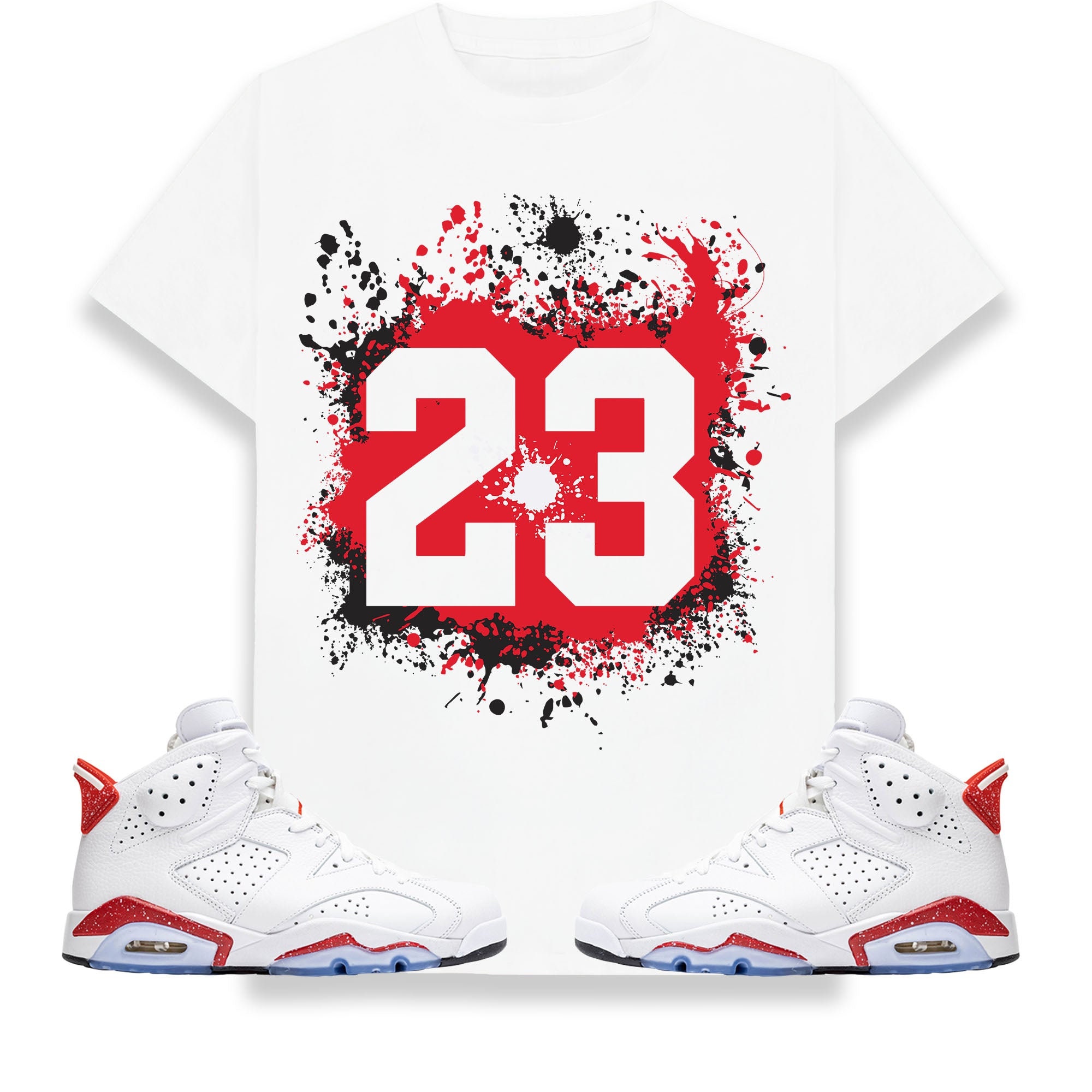 Number 23 Paint Unisex Shirt Match Jordan 6 Retro Red Oreo