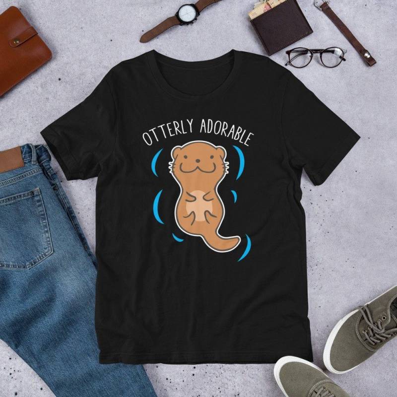 Crushtee Otterly Adorable Cute Shirt | Sea Otter Funny Teeshirt | Animal Lover Humor Gift Tees | Lutra Mammal Short Sleeve Unisex T Shirt Long Sleeve Hoodie