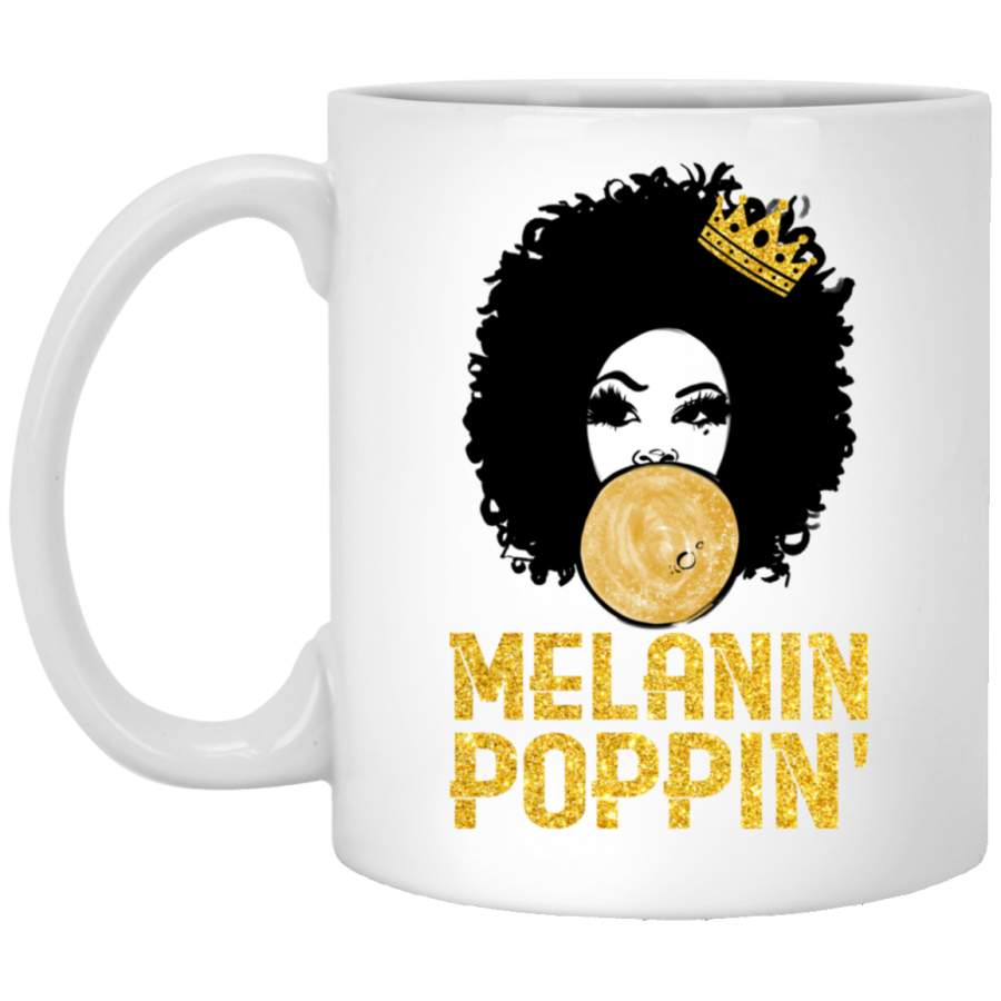 African American Coffee Mug Melanin Poppin’ Balloons Crown Black History Month Mug for African Pride 11oz – 15oz White Mug