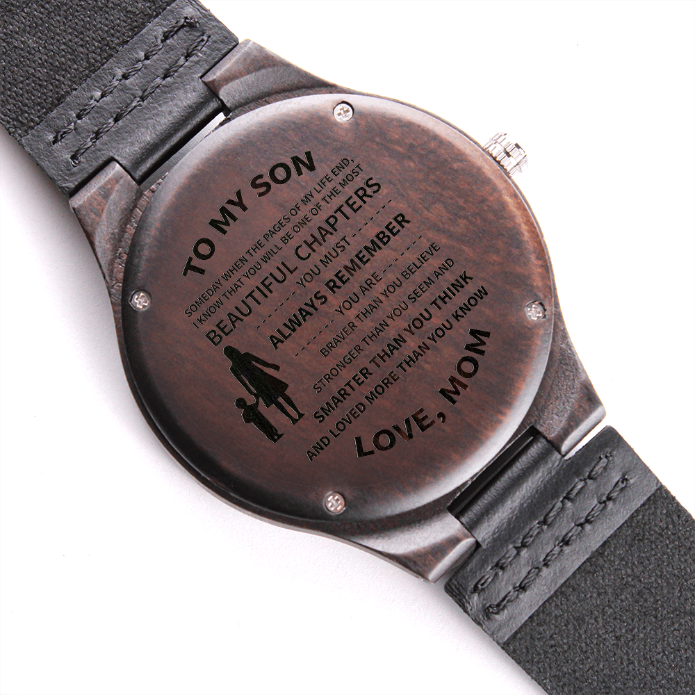 To My Son Watch – Love Mom – Personalized Watch, To My Son – Stainless Steel Watch, Son Gifts, Xmas, Christmas, Son Birthday, Bonus Son, Engraved Wooden Gifts, Graduation Gifts, Wedding, Personalized Christmas Gift For Son, Custom Watch For Son