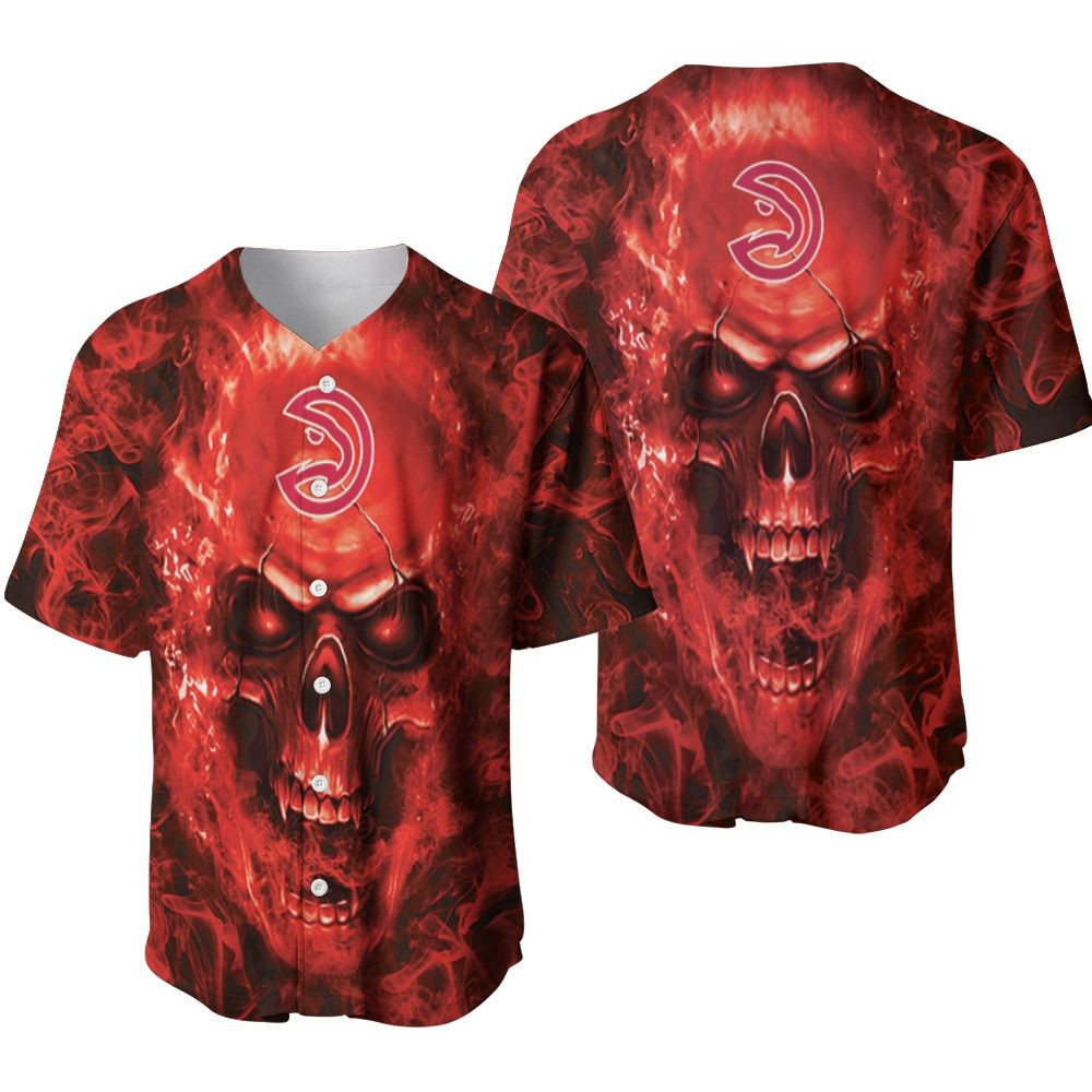 Atlanta Hawks NBA Fan Skull Baseball Jersey