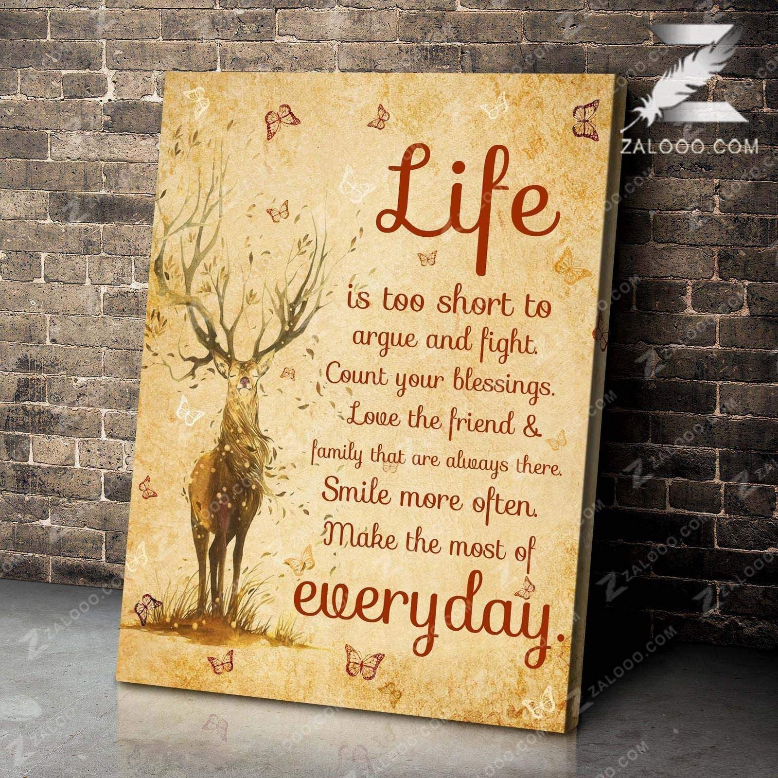 Canvas – Deer – Life Is Too Short Gift For Family, Wall Art Decor, Canvas Print, Home Decor