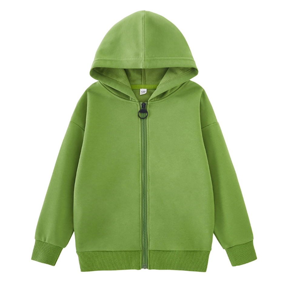 2021 Fashion Solid Hooded sweatshirts Spring Autumn Teen Kids Zipper Long Sleeve Hoodies Tops For Boys Girls 4-11 Years alx