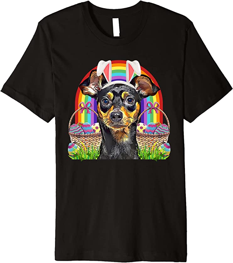 Miniature Pinscher Dog Easter Bunny Egg Hunt Premium T-Shirt