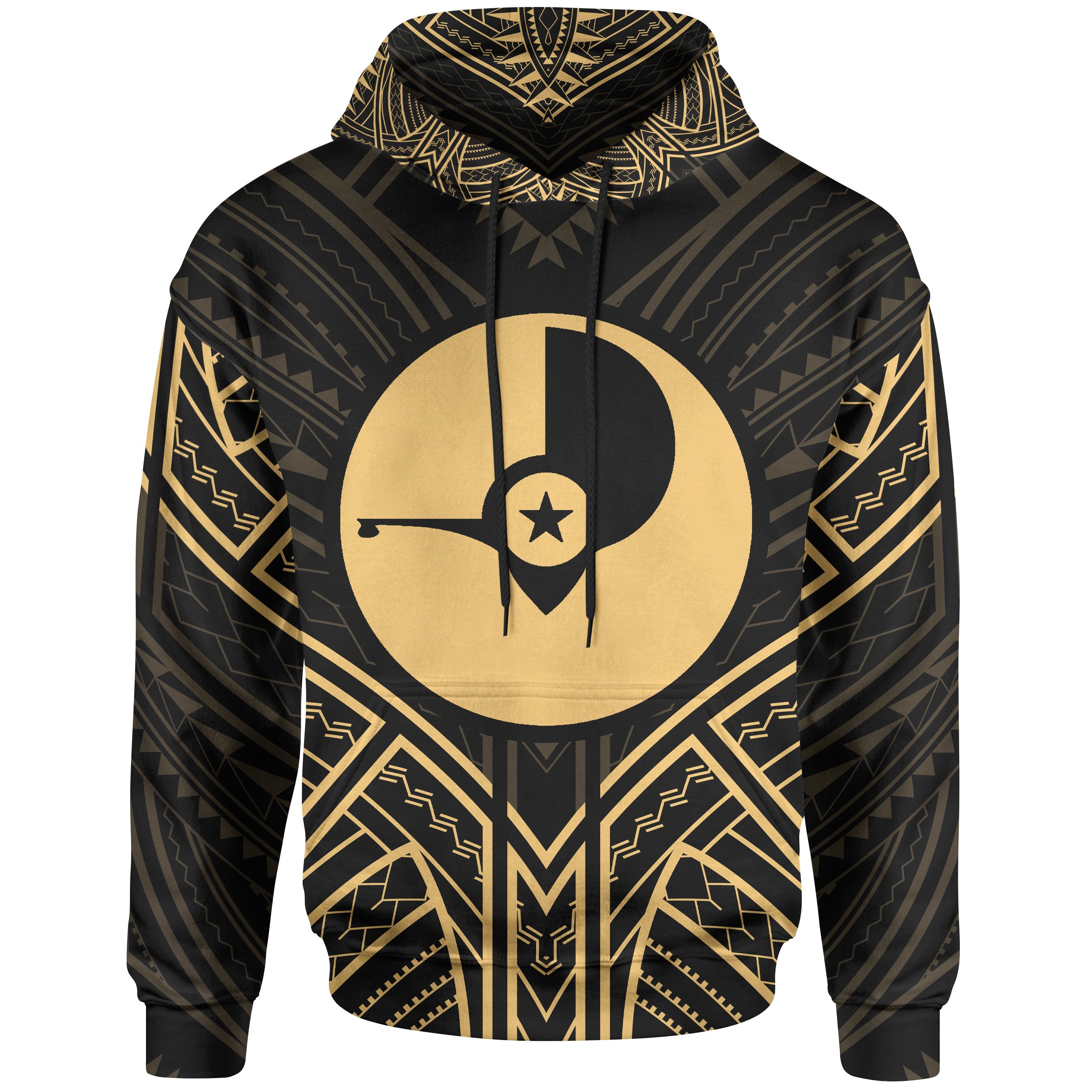 Yap State Hoodie – Yap State Seal Gold Tribal Patterns – Pacific Print Hoodie