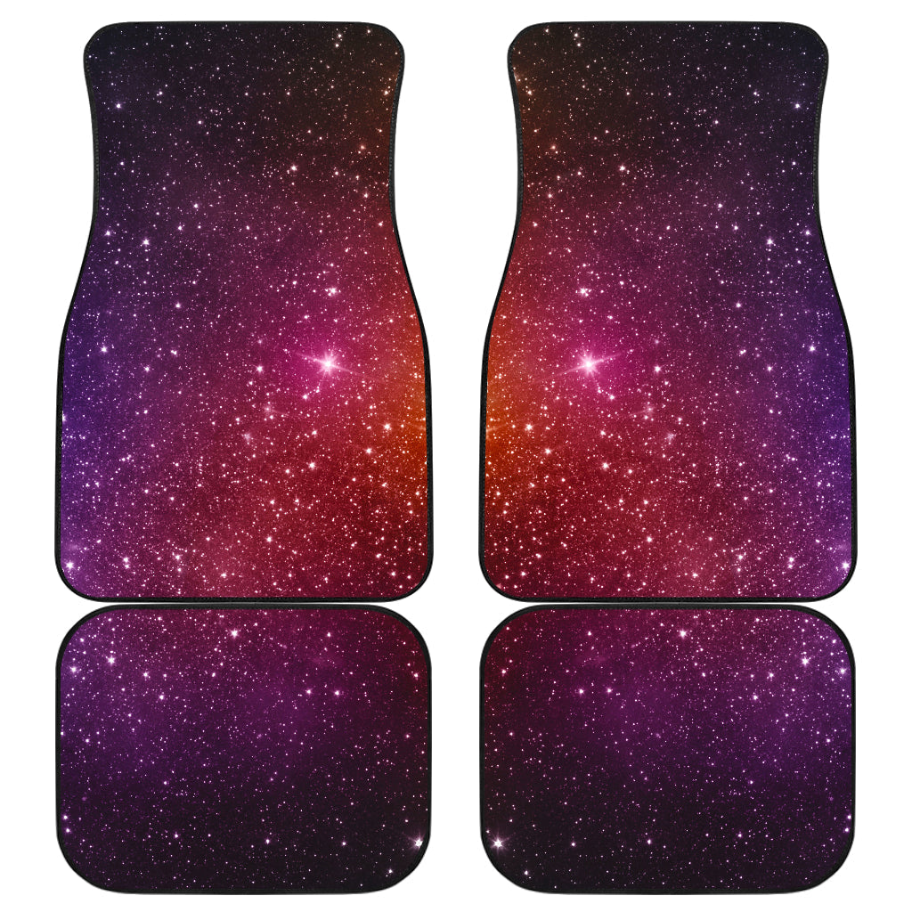 Colorful Stardust Galaxy Space Print Front And Back Car Floor Mats, Front Car Mat